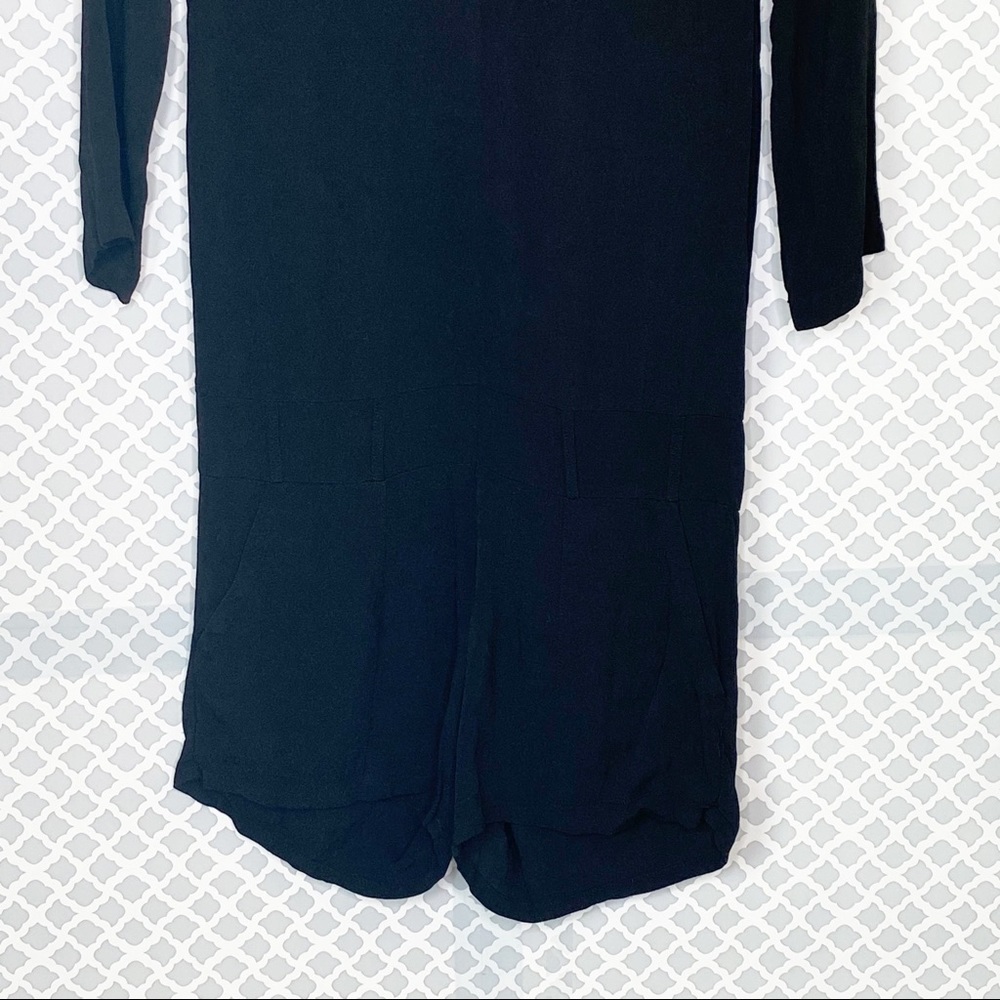 NWT Monrow Crepe Zip Up Romper in Black - Picture 7 of 13